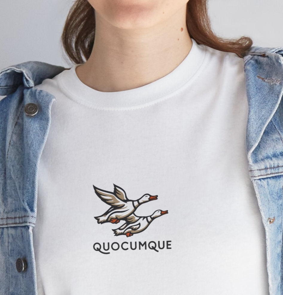 T-shirt Quocumque, Vol Canards Sauvages, Vacances, Chasse, Nature, Confort Coton, Elégant, Souvenir Unique, Cadeau, Unisexe, Esprit Voyageur