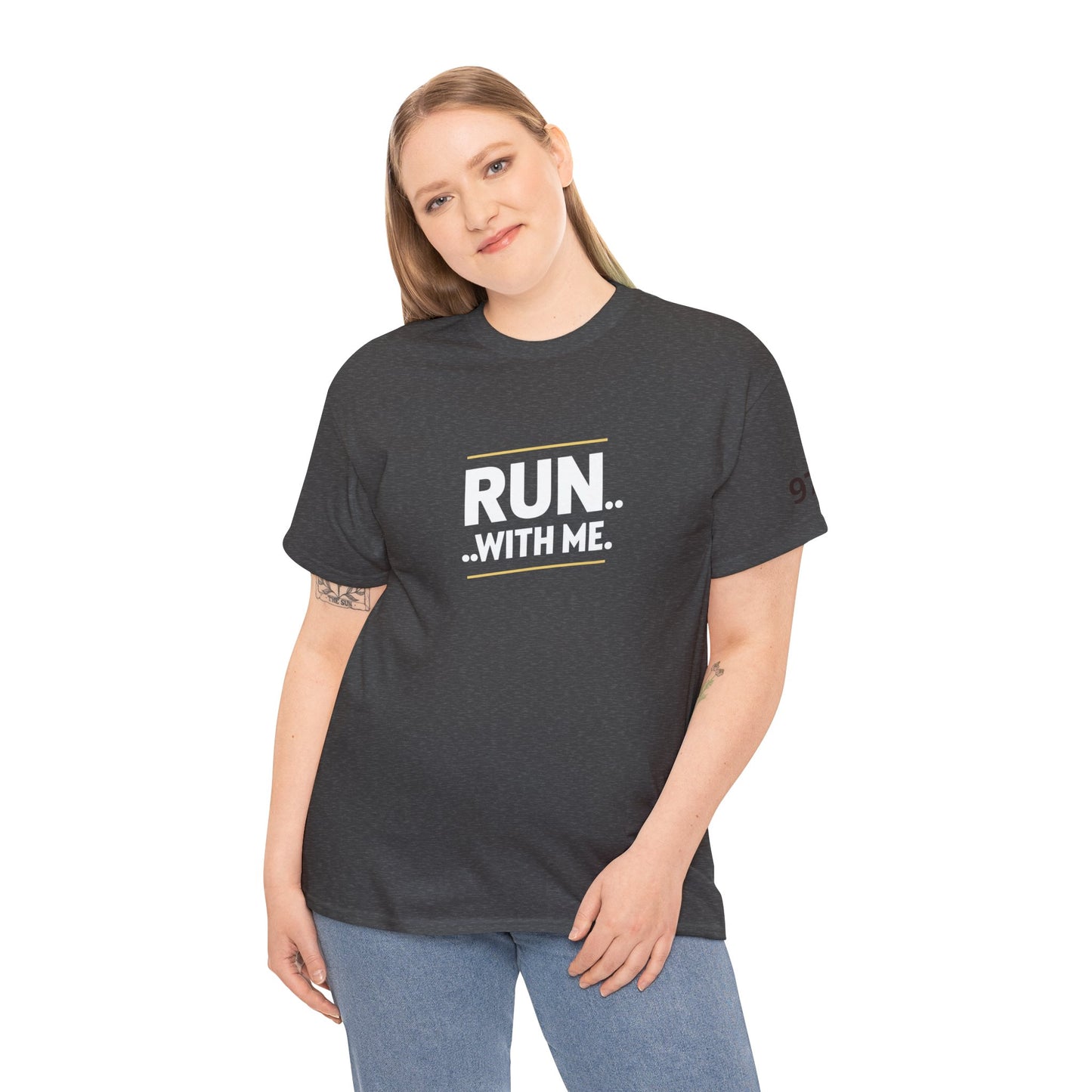 T-shirt Quocumque "RUN With me ", Île de La Réunion", Confort Coton, Sobre, Elégant, Souvenir Unique, Cadeau, Unisexe, Esprit Voyageur