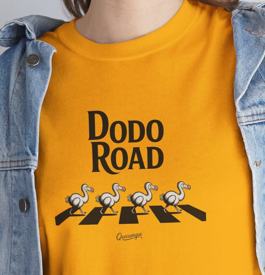 T-shirt Quocumque, " Dodo Road ", Île de La Réunion, Confort Coton, Elégant, Souvenir Unique, Cadeau, Unisexe, Esprit Voyageur, Créole, Bourbon