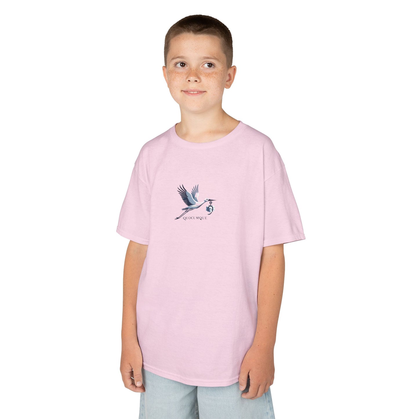 T-shirt Quocumque "Cigogne", Douceur Coton, Pour les enfants de 5-6 ans( Taille XS), Pour les 7-8 ans( taille S), Pour les 9-10 ans( taille M), Pour les 11-12 ans( taille L), Pour les 13-14 ans( taille XLS)