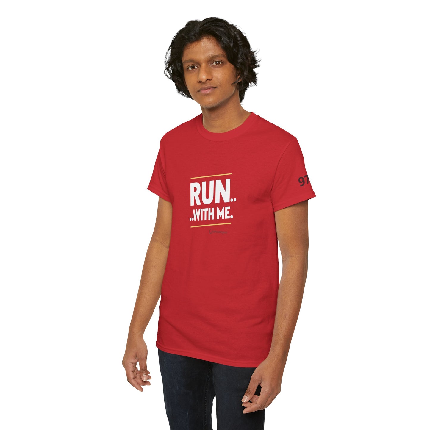 T-shirt Quocumque "RUN With me ", Île de La Réunion", Confort Coton, Sobre, Elégant, Souvenir Unique, Cadeau, Unisexe, Esprit Voyageur