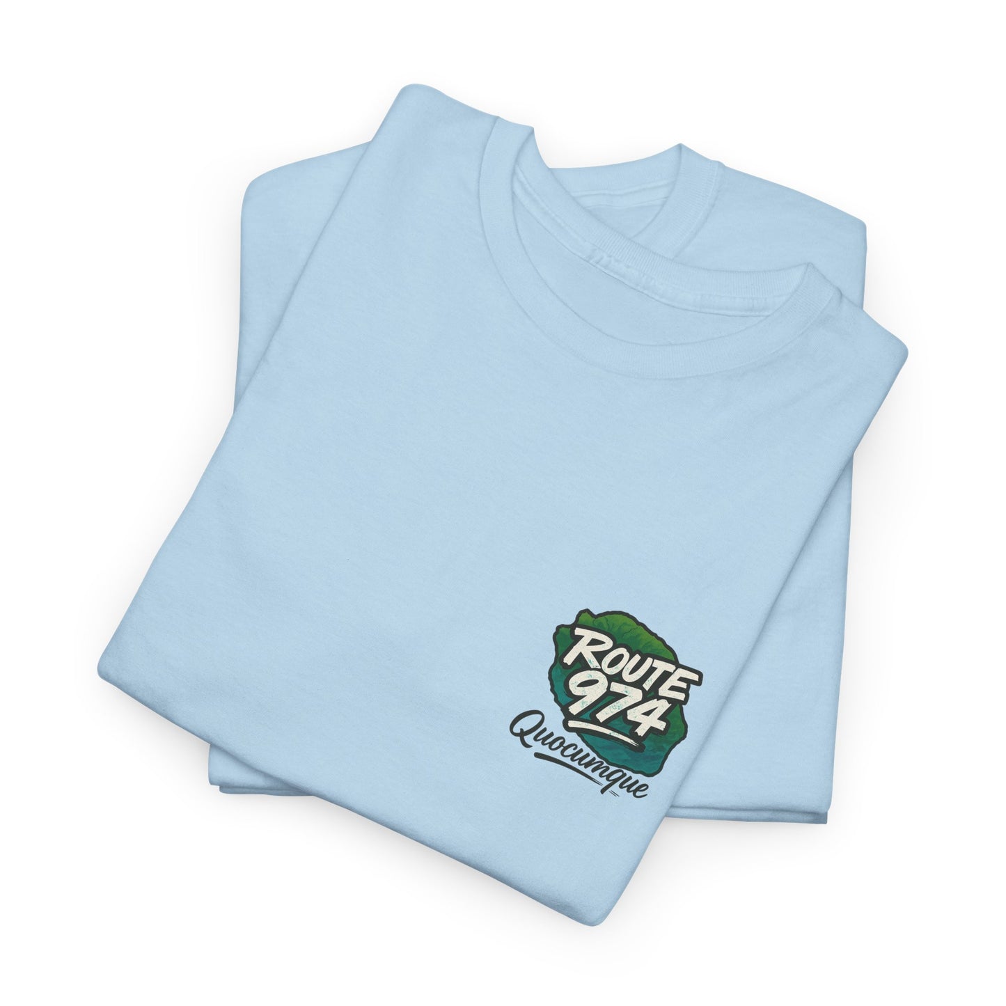 T-shirt "Route 974", Destination Île de La Réunion, Confort Coton, Sobre, Elégant, Souvenir Unique, Cadeau, Unisexe, Esprit Voyageur