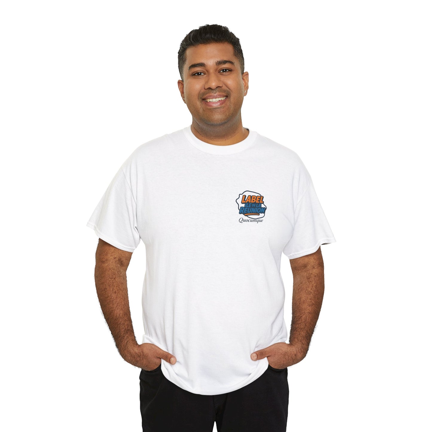 T-shirt "Label Île de La Réunion", Exotisme, Destination Île de La Réunion, Confort Coton, Sobre, Elégant, Souvenir Unique, Cadeau, Unisexe, Esprit Voyageur