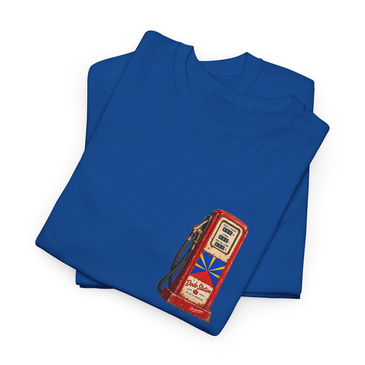 T-shirt Quocumque, "Station Essence", Discret, Île de La Réunion, Confort Coton, Elégant, Souvenir Unique, Cadeau, Unisexe, Esprit Voyageur, Créole, Bourbon