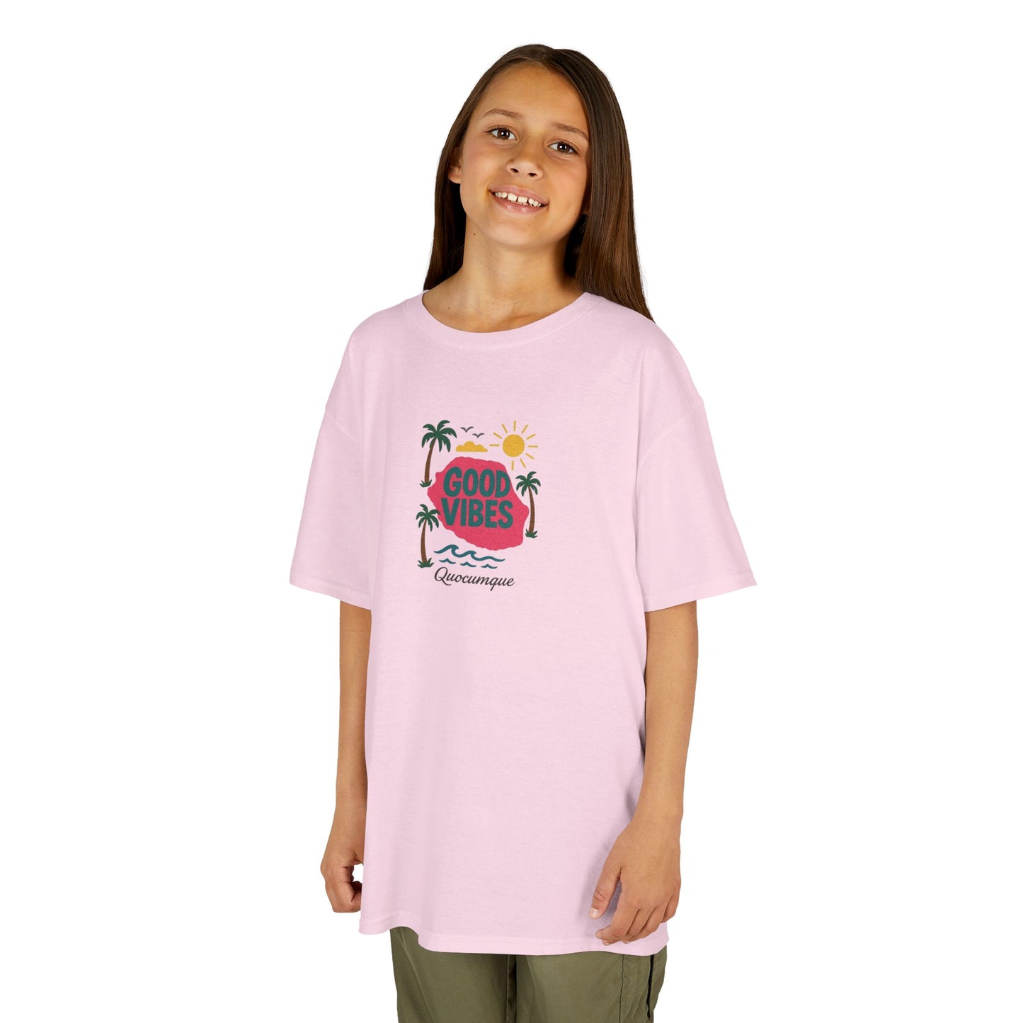 T-shirt "974 Good Vibes"", Île de La Réunion, Douceur Coton, Pour les enfants de 5-6 ans( Taille XS), Pour les 7-8 ans( taille S), Pour les 9-10 ans( taille M), Pour les 11-12 ans( taille L), Pour les 13-14 ans( taille XLS)