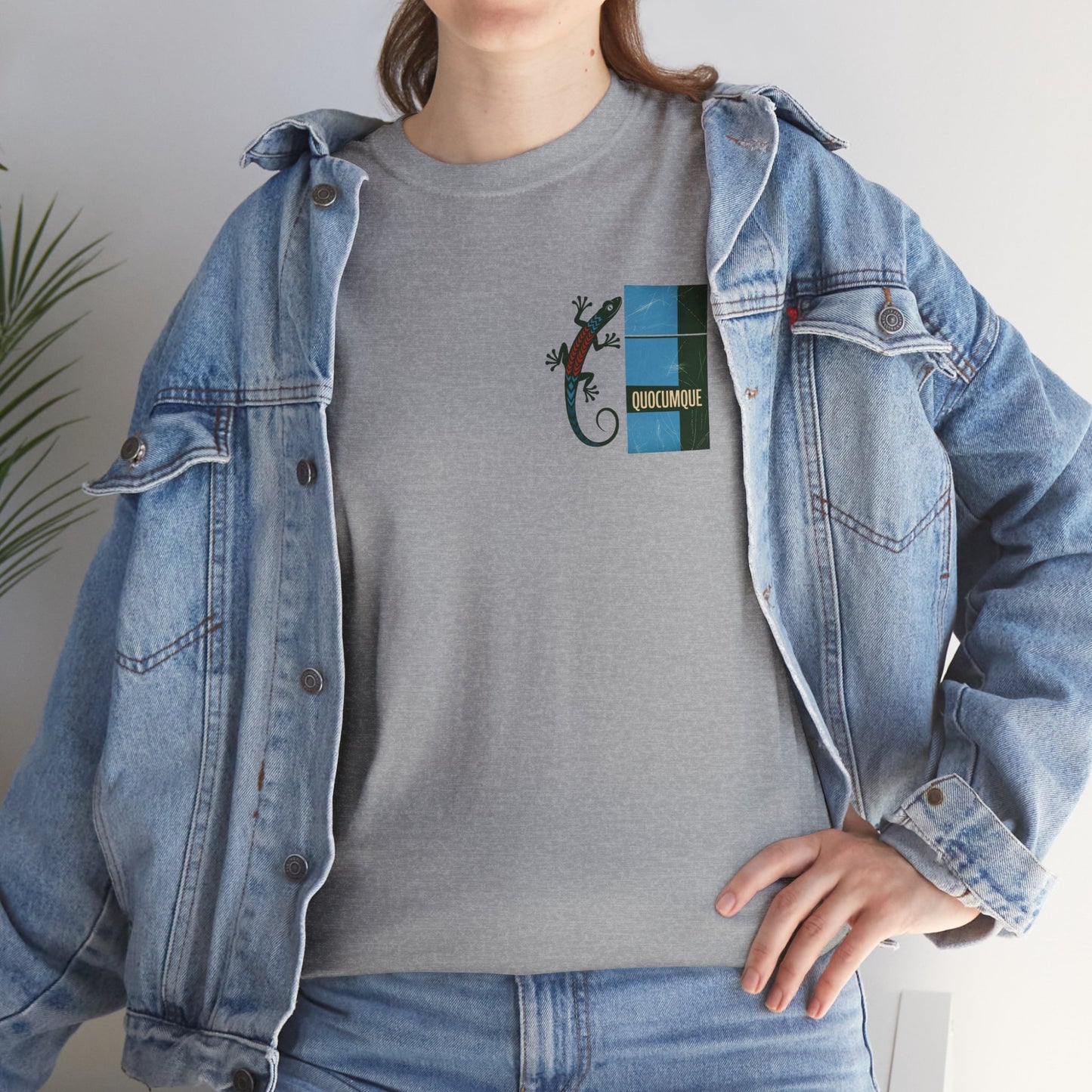 T-shirt Quocumque, "Margouillat", Stylisé, Discret, Île de La Réunion, Confort Coton, Elégant, Souvenir Unique, Cadeau, Unisexe, Esprit Voyageur, Créole, Bourbon