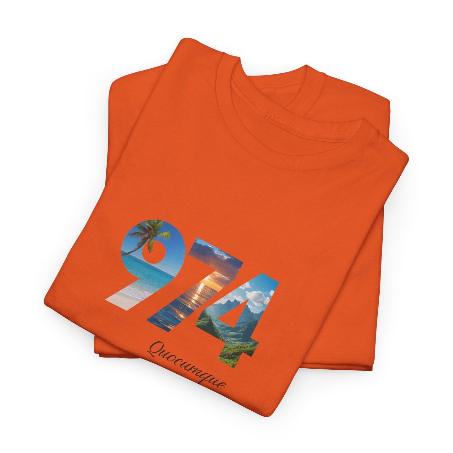 T-shirt "974", Île de La Réunion, Confort Coton, Sobre, Elégant, Souvenir Unique, Cadeau, Unisexe, Esprit Voyageur