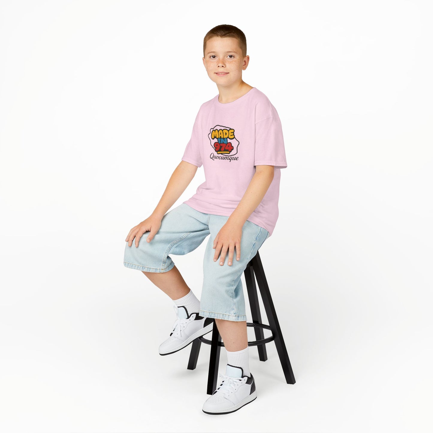 T-shirt "Made in 974", Île de La Réunion, Douceur Coton, Pour les enfants de 5-6 ans( Taille XS), Pour les 7-8 ans( taille S), Pour les 9-10 ans( taille M), Pour les 11-12 ans( taille L), Pour les 13-14 ans( taille XLS)