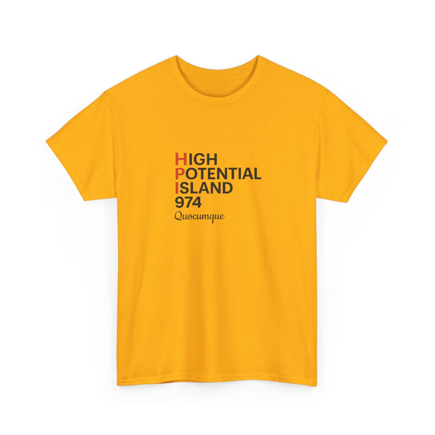 T-shirt "HPI anglais", Exotisme, Destination Île de La Réunion, Confort Coton, Sobre, Elégant, Souvenir Unique, Cadeau, Unisexe, Esprit Voyageur