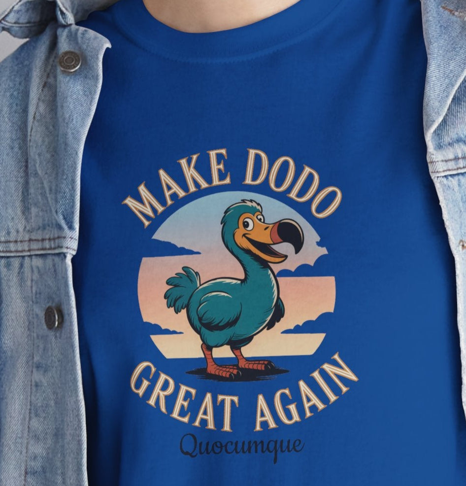 T-Shirt "Make Dodo Great Again", Exotisme, Destination Île de La Réunion, Confort Coton, Sobre, Elégant, Souvenir Unique, Cadeau, Unisexe, Esprit Voyageur