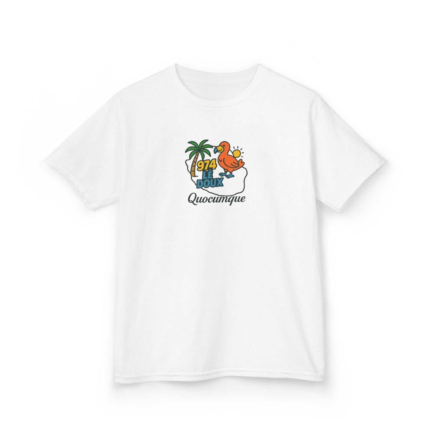 T-shirt "974 Lé Doux", Île de La Réunion, Douceur Coton,  Pour les enfants de 5-6 ans( Taille XS), Pour les 7-8 ans( taille S), Pour les 9-10 ans( taille M), Pour les 11-12 ans( taille L), Pour les 13-14 ans( taille XLS)