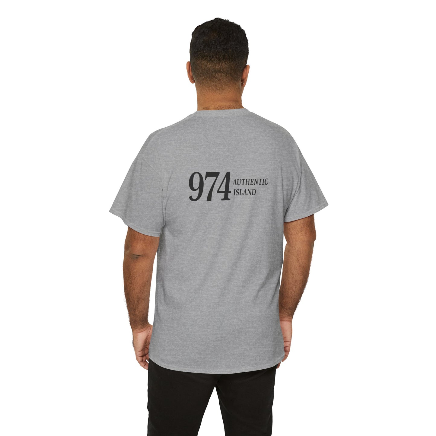 T-shirt "974 Île Authentique", Exotisme, Destination Île de La Réunion, Confort Coton, Sobre, Elégant, Souvenir Unique, Cadeau, Unisexe, Esprit Voyageur