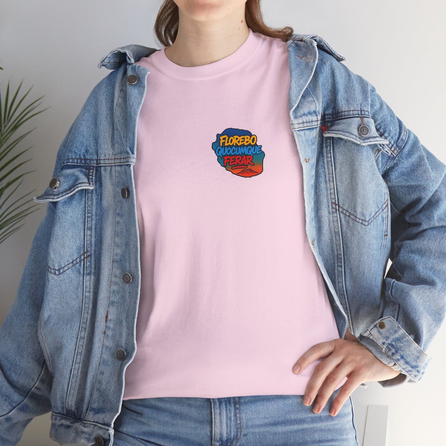 T-shirt Florebo Quocumque Ferar, Île de La Réunion, 974, Confort Coton, Sobre, Elégant, Souvenir Unique, Cadeau, Unisexe, Esprit Voyageur, Adulte