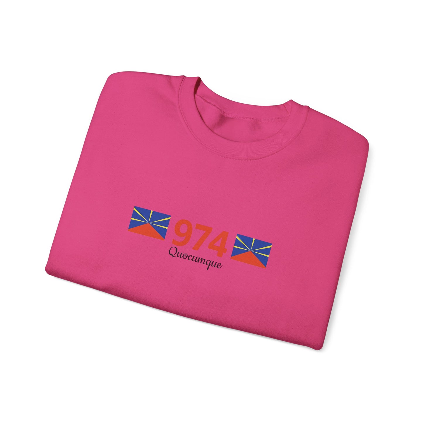 Sweat Quocumque "974", Exotique, Destination Île De La Réunion, Adulte, Homme, Femme, Sportive, Sportif, Décontracté, Drapeau Régional