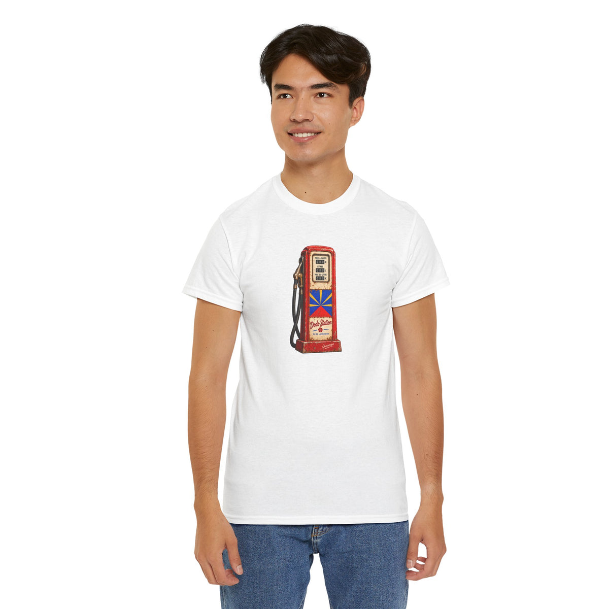 T-shirt Quocumque, "Station Essence", Île de La Réunion, Confort Coton, Elégant, Souvenir Unique, Cadeau, Unisexe, Esprit Voyageur, Créole, Bourbon