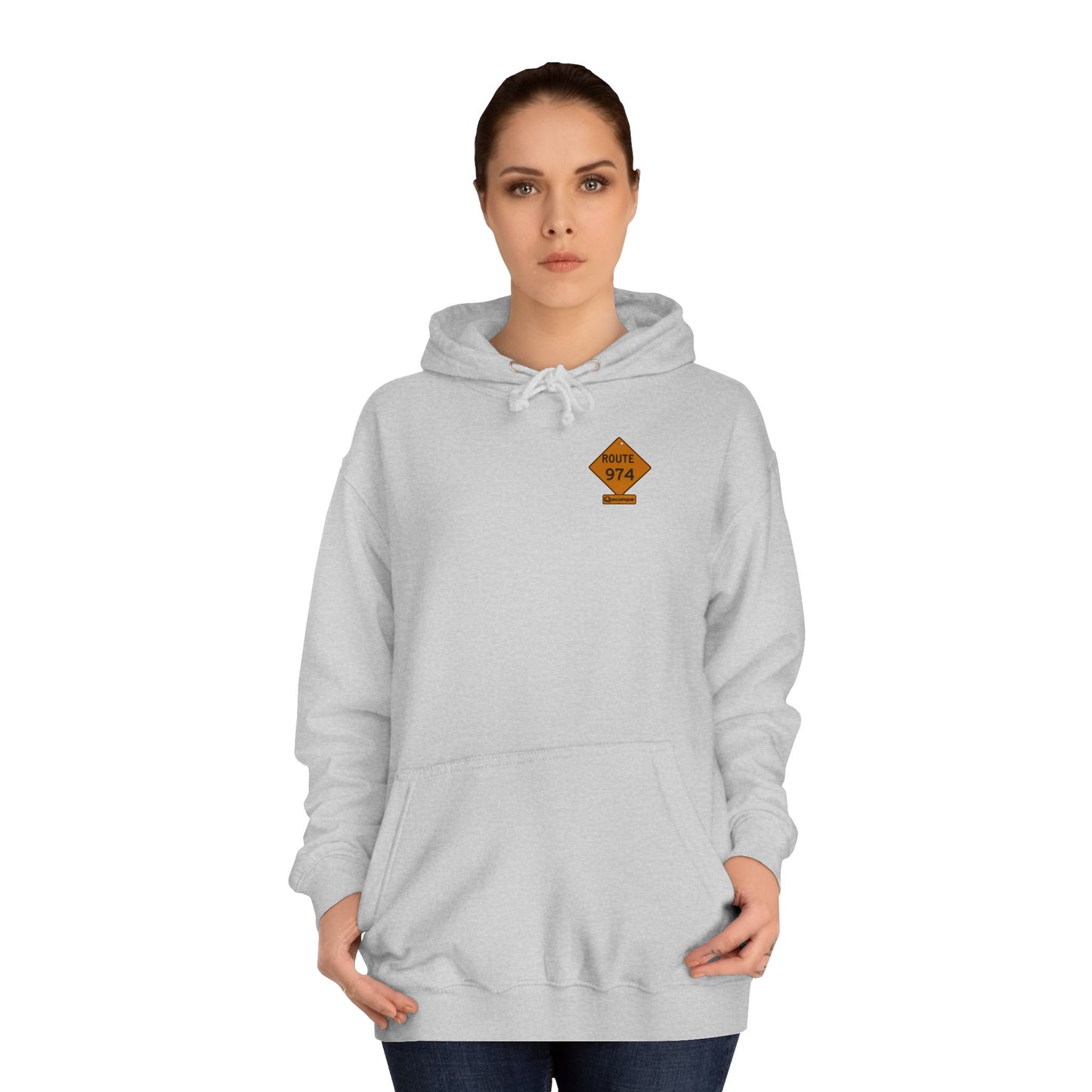 Sweat à Capuche Quocumque "Route 974",  Hoodie, Unisexe, élégance, sobriété, Adulte, Homme, Femme, Sportif, Île de La Réunion