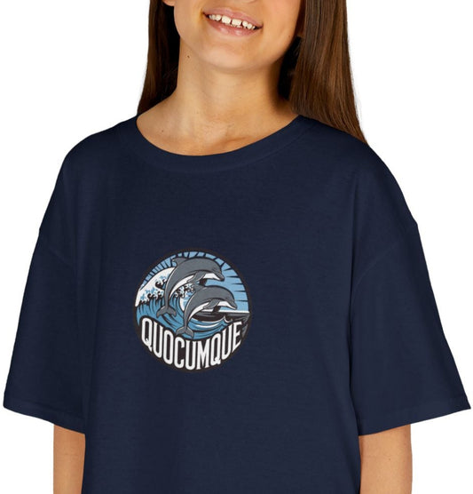 T-shirt Quocumque, Dauphin, Mammifère Marin, Douceur Coton, Pour les enfants de 5-6 ans( Taille XS), Pour les 7-8 ans( taille S), Pour les 9-10 ans( taille M), Pour les 11-12 ans( taille L), Pour les 13-14 ans( taille XL)