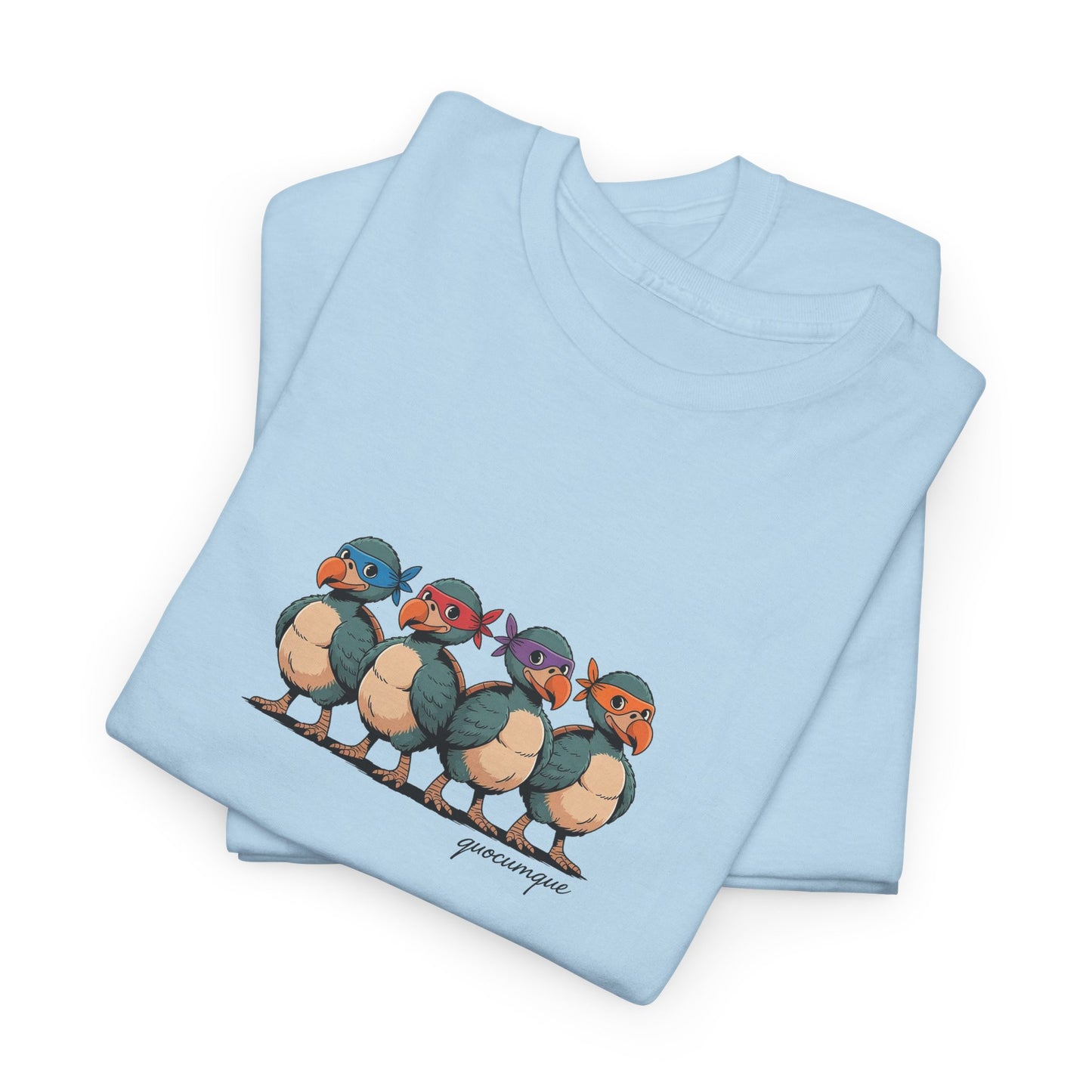 T-shirt Quocumque, " Dodos Ninjas ", Île de La Réunion, Confort Coton, Elégant, Souvenir Unique, Cadeau, Unisexe, Esprit Voyageur, Créole, Bourbon