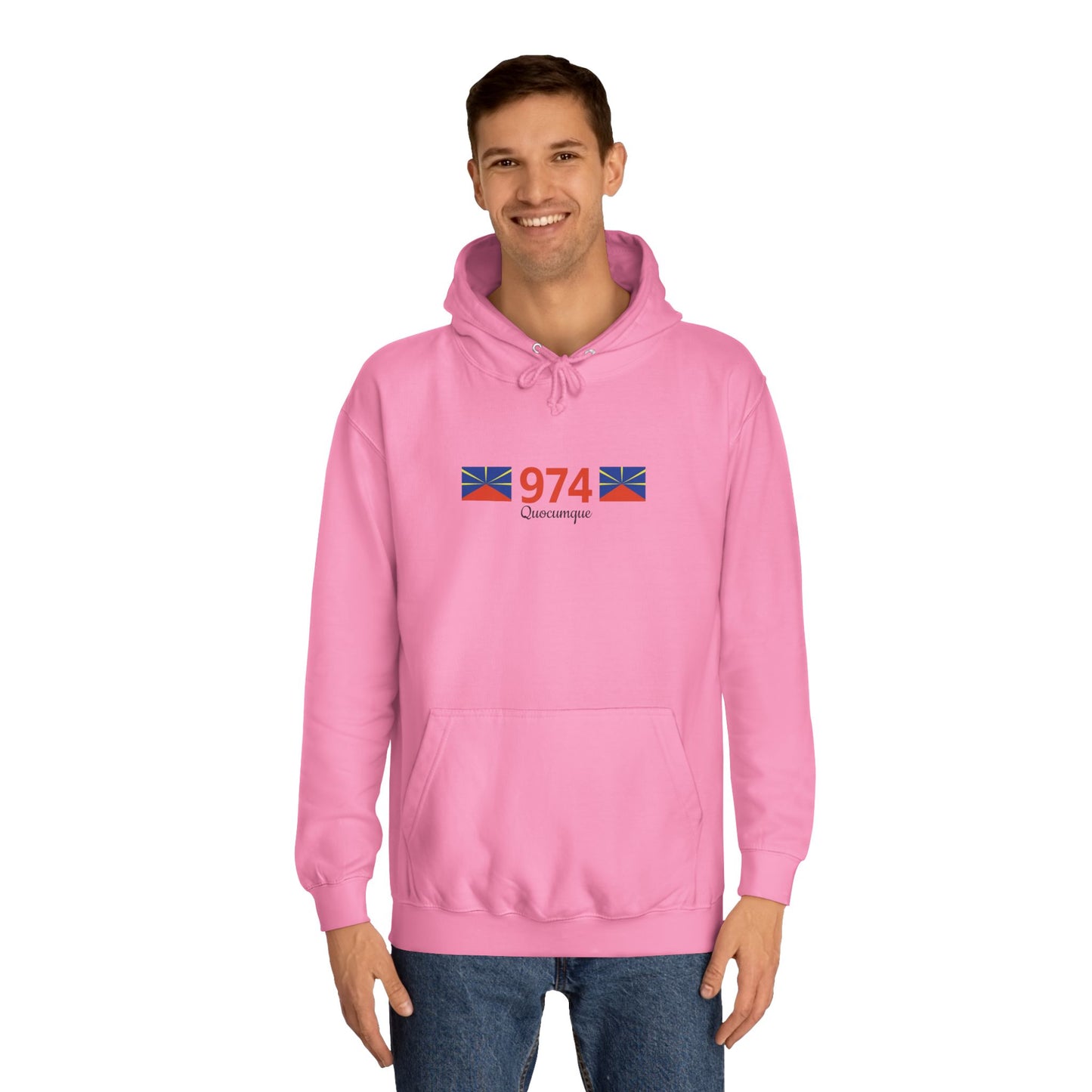 Sweat à Capuche "974" pour Adulte, Hoodie, Unisexe, Élégance, Sobriété, Homme, Femme, Indicatif Réunion, Drapeau Local