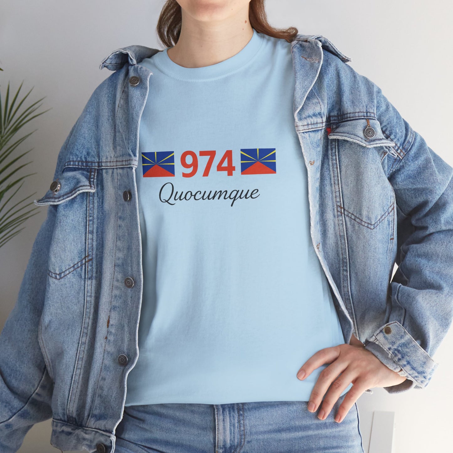 T-shirt "974 Drapeaux", Île de La Réunion, Confort Coton, Sobre, Elégant, Souvenir Unique, Cadeau, Unisexe, Esprit Voyageur