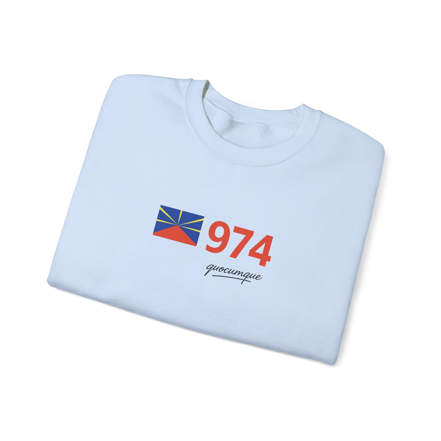 Copy of Sweat Quocumque "974 drapeau", Exotique, Destination Île De La Réunion, Adulte, Homme, Femme, Sportive, Sportif, Décontracté, Drapeau Régional
