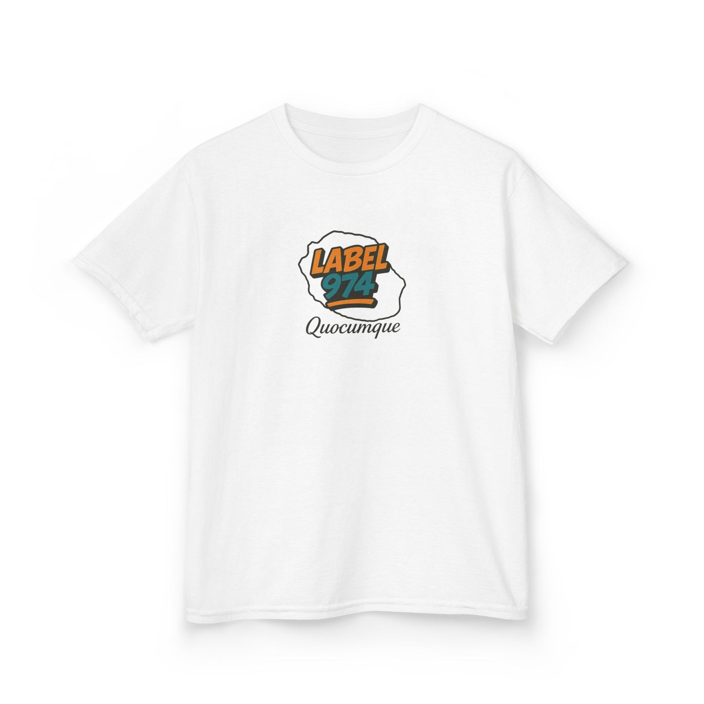 T-shirt "Label 974", Île de La Réunion", Douceur Coton, Pour les enfants de 5-6 ans( Taille XS), Pour les 7-8 ans( taille S), Pour les 9-10 ans( taille M), Pour les 11-12 ans( taille L), Pour les 13-14 ans( taille XLS)