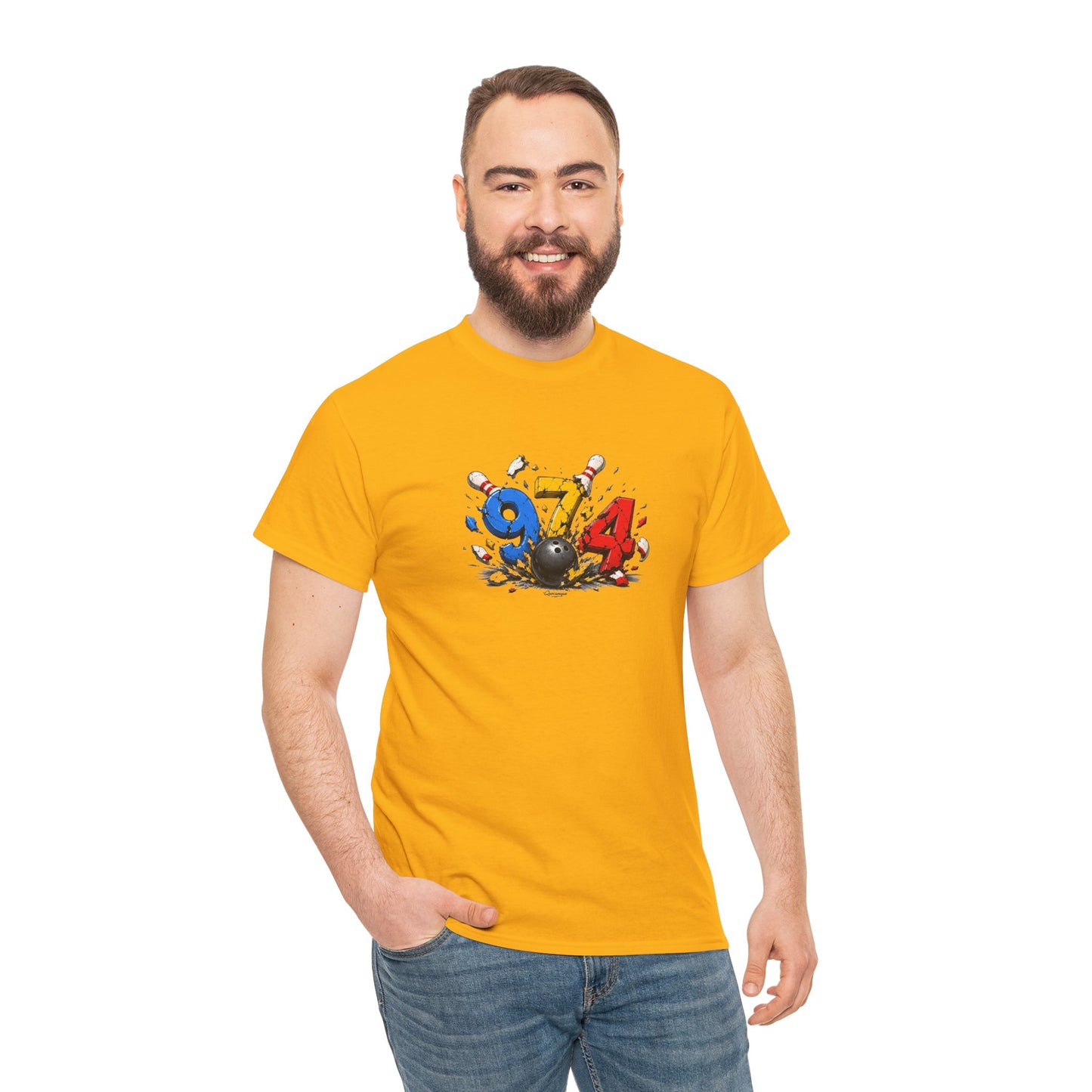T-shirt " 974 Bowling ", Destination Île de La Réunion, Confort Coton, Sobre, Elégant, Souvenir Unique, Vêtement Adulte, Unisexe, Esprit Voyageur