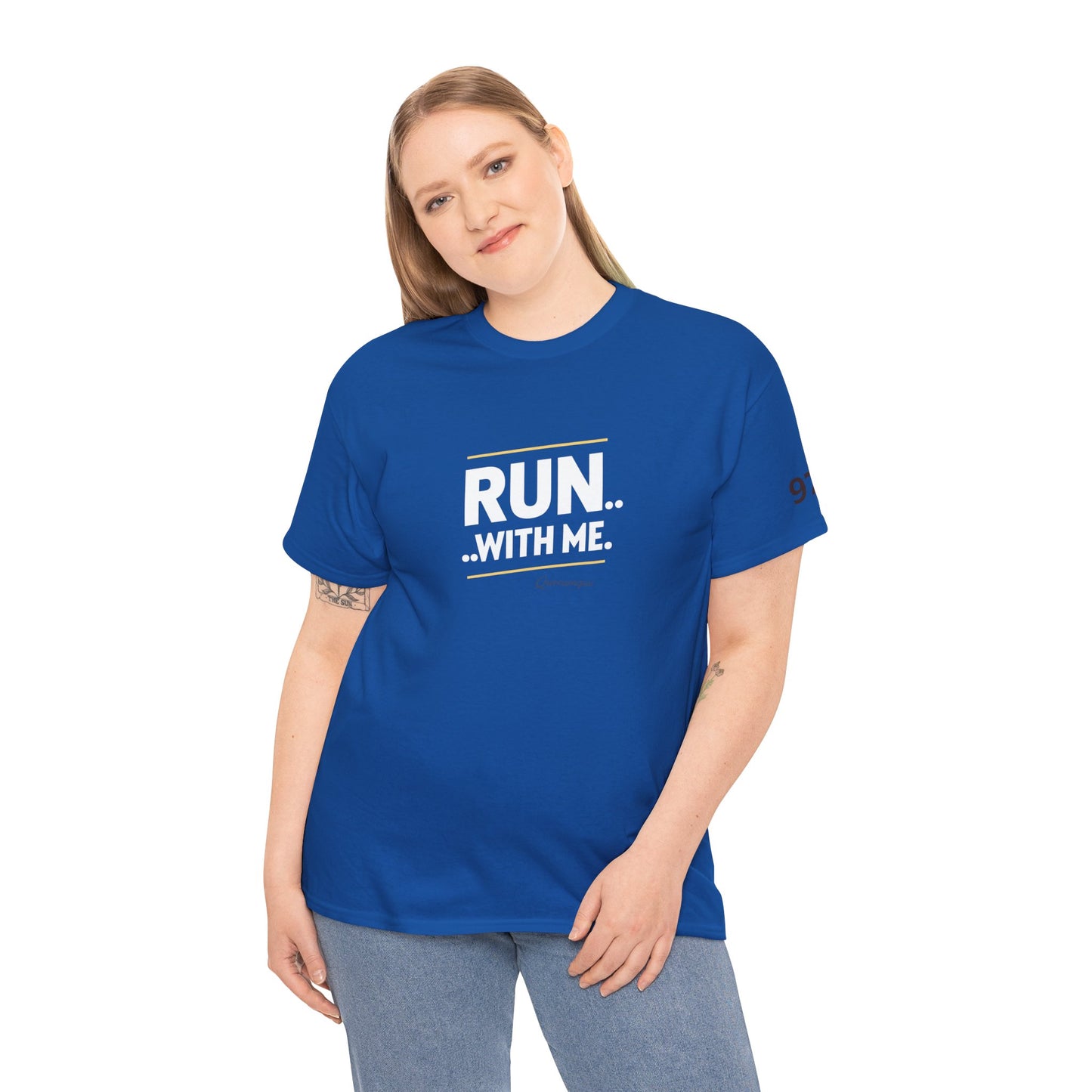 T-shirt Quocumque "RUN With me ", Île de La Réunion", Confort Coton, Sobre, Elégant, Souvenir Unique, Cadeau, Unisexe, Esprit Voyageur