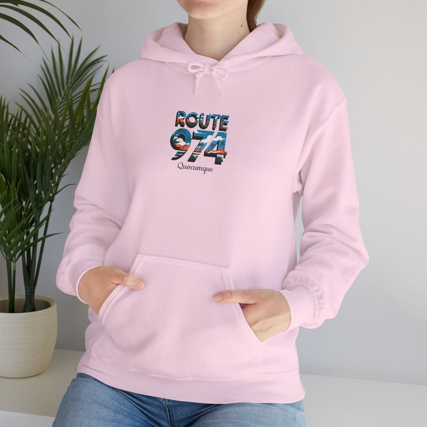 Sweat-Shirt à Capuche Collection " Route 974", Exotisme, Adulte, Homme, Femme, Sportive, Sportif, Décontracté, Classique, Destination La Réunion