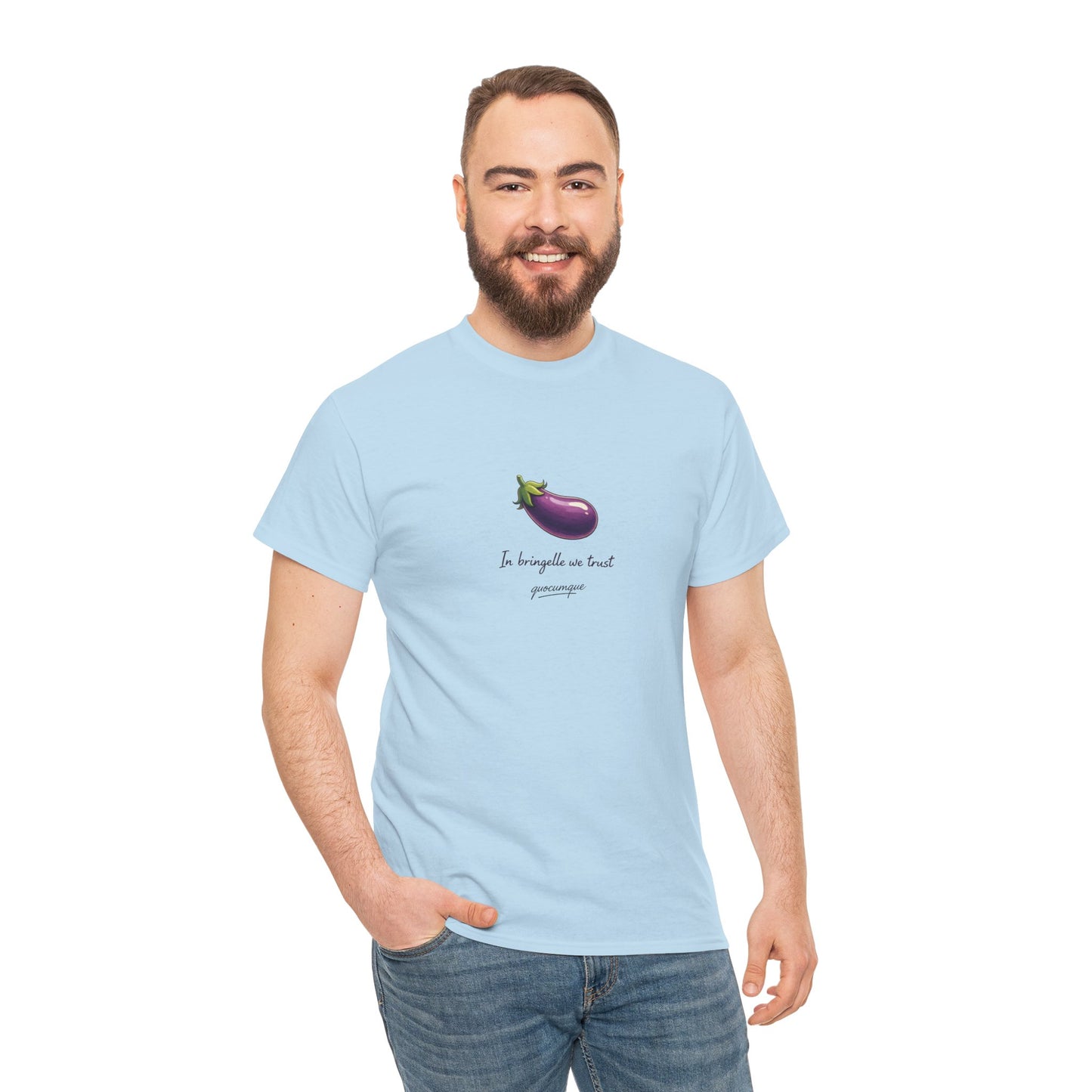 T-shirt Quocumque "Bringelle", Confort Coton, Sobre, Elégant, Souvenir Unique, Cadeau, Unisexe, Esprit Voyageur, Adulte, Espace