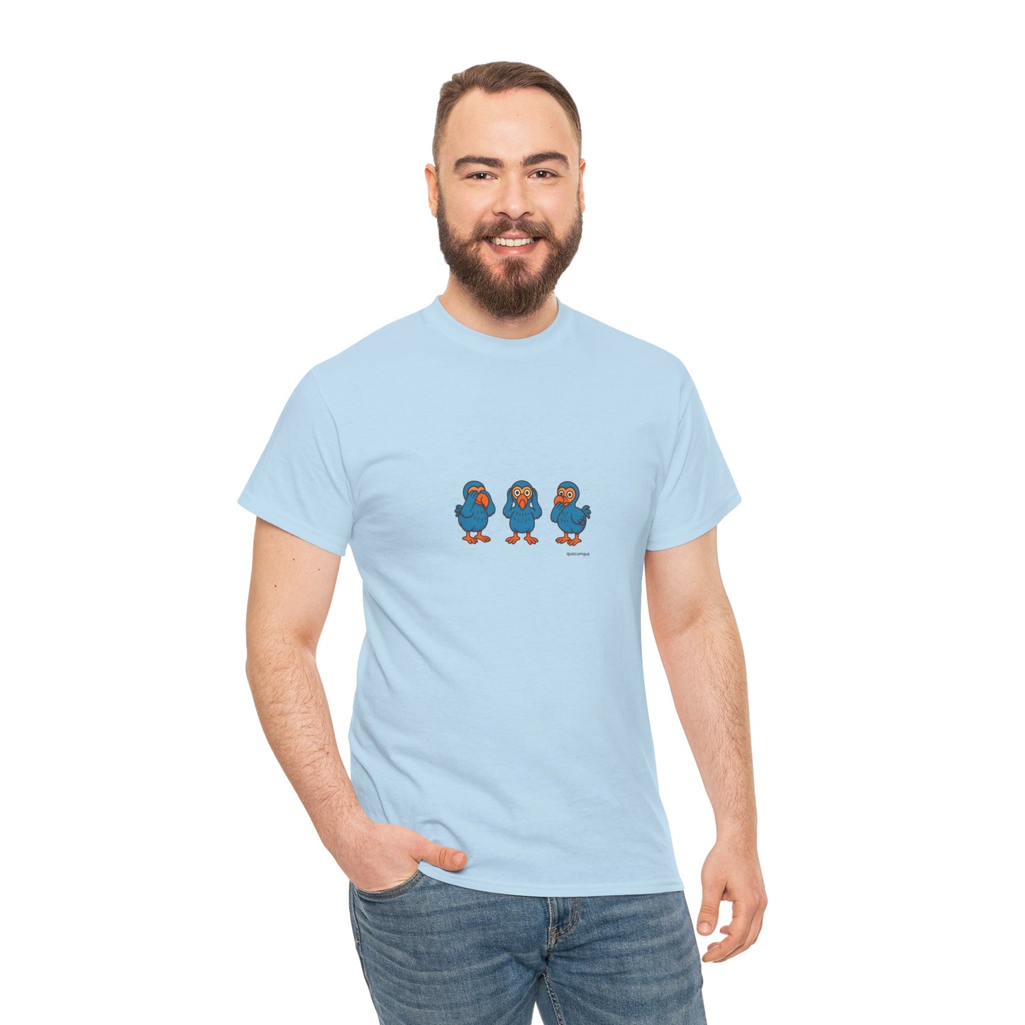 T-shirt Quocumque, "3 Dodos de la Sagesse", Confort, Souvenir Unique, Cadeau, Unisexe, Délicatesse, Homme, Femme, Adulte, Sportif, Liberté, Détente
