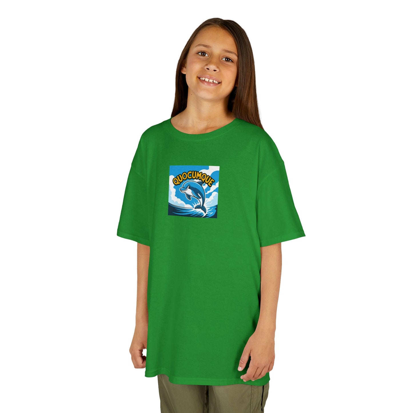 T-shirt Quocumque, Dauphin, Mammifère Marin, Douceur Coton, Pour les enfants de 5-6 ans( Taille XS), Pour les 7-8 ans( taille S), Pour les 9-10 ans( taille M), Pour les 11-12 ans( taille L), Pour les 13-14 ans( taille XL)
