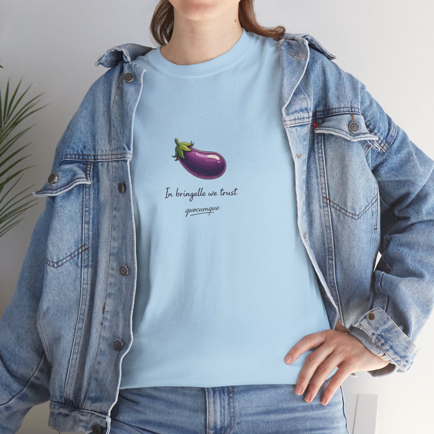 T-shirt Quocumque "Bringelle", Confort Coton, Sobre, Elégant, Souvenir Unique, Cadeau, Unisexe, Esprit Voyageur, Adulte, Espace