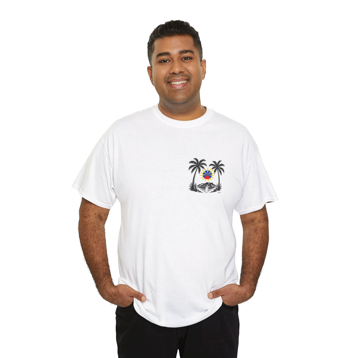 T-shirt Quocumque, "Palmiers", Discret, Île de La Réunion, Confort Coton, Elégant, Souvenir Unique, Cadeau, Unisexe, Esprit Voyageur, Créole, Bourbon