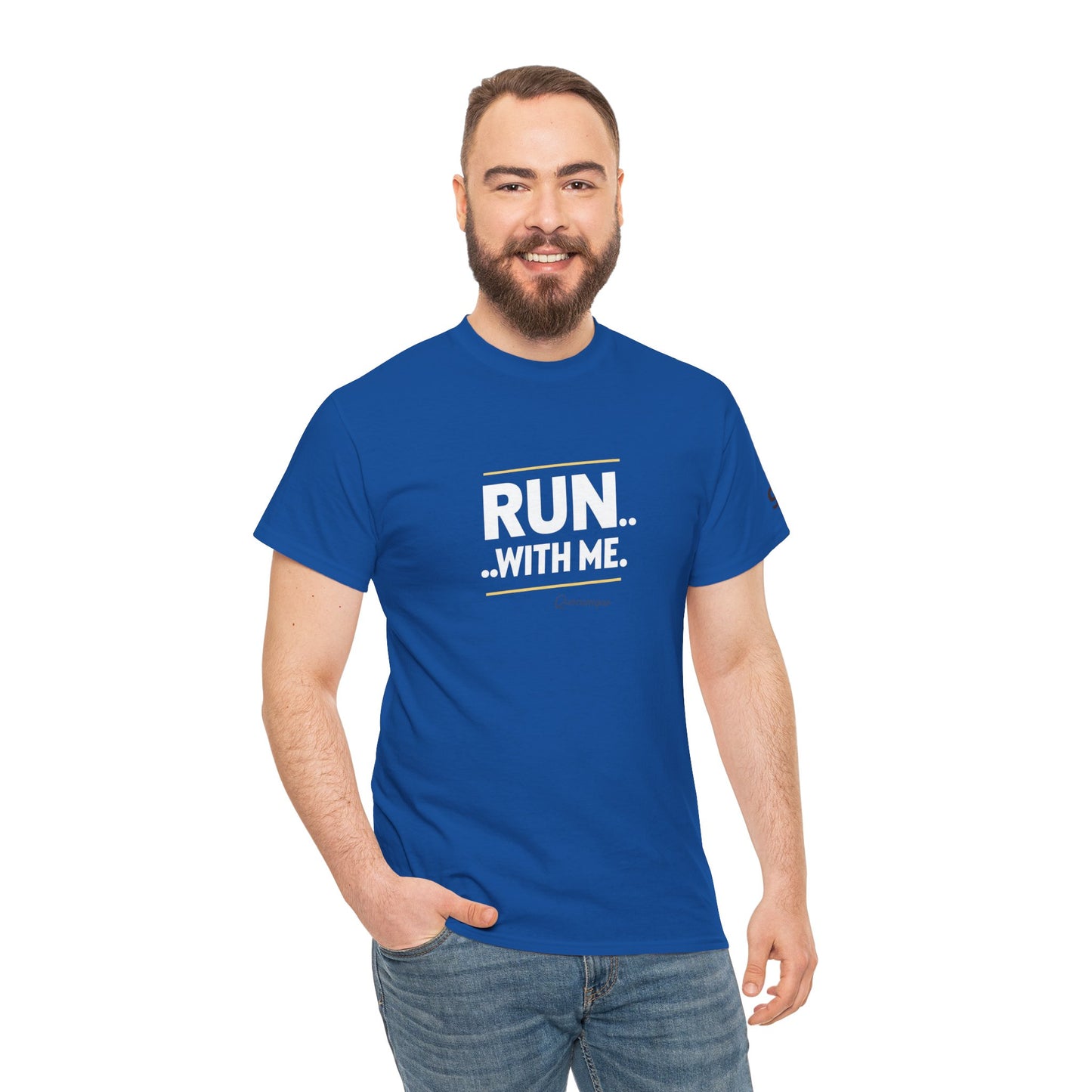 T-shirt Quocumque "RUN With me ", Île de La Réunion", Confort Coton, Sobre, Elégant, Souvenir Unique, Cadeau, Unisexe, Esprit Voyageur