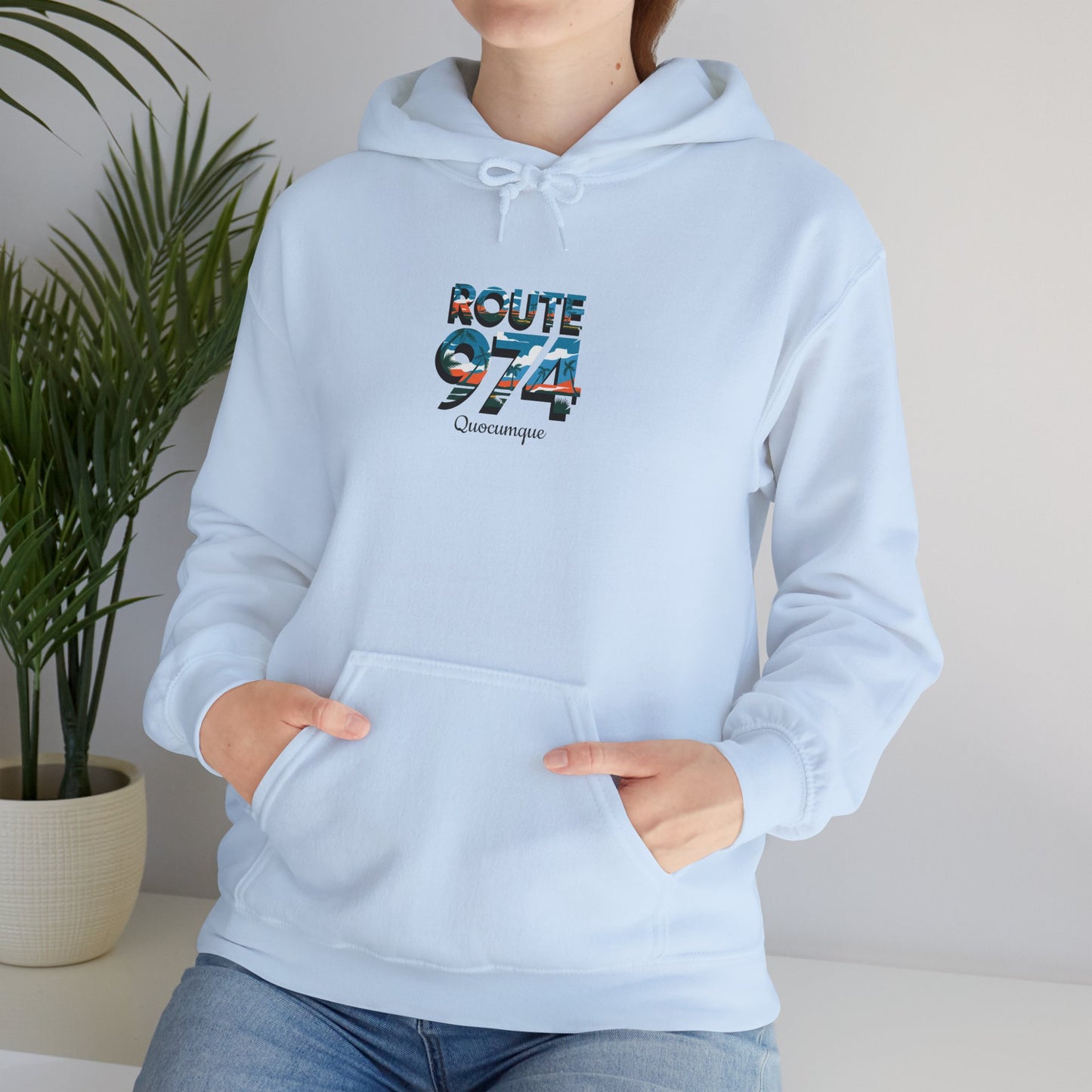 Sweat-Shirt à Capuche Collection " Route 974", Exotisme, Adulte, Homme, Femme, Sportive, Sportif, Décontracté, Classique, Destination La Réunion