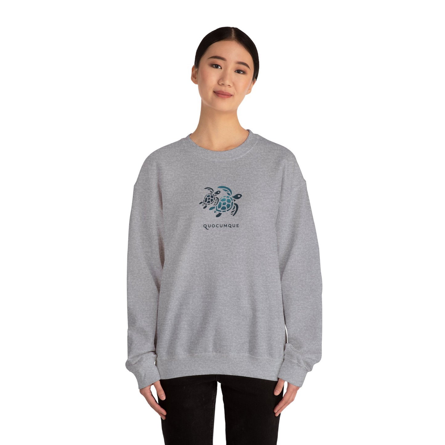 Sweat-Shirt Quocumque "Tortue Marine", Destination l'Île De La Réunion, Adulte, Homme, Femme, Sportive, Sportif, Décontracté, Élégant, Classique, Mer