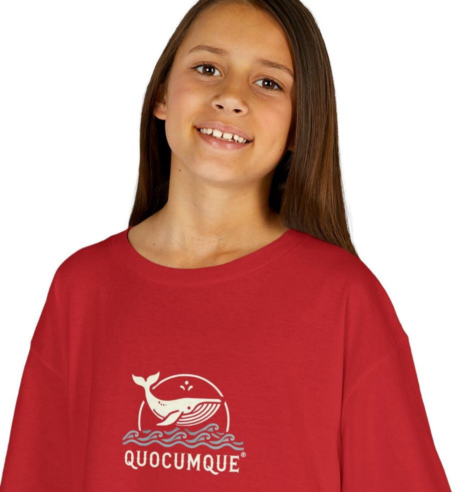 T-shirt Quocumque, Baleine à Bosse, Douceur Coton,  Pour les enfants de 5-6 ans( Taille XS), Pour les 7-8 ans( taille S), Pour les 9-10 ans( taille M), Pour les 11-12 ans( taille L), Pour les 13-14 ans(taille XL)
