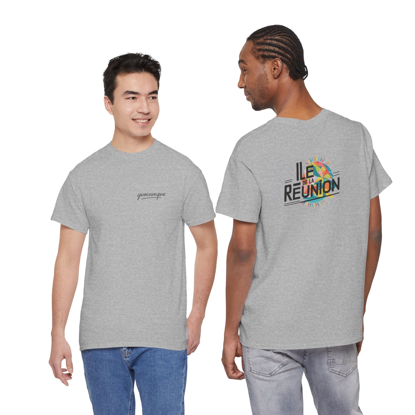 T-shirt "Île de La Réunion", Confort Coton, Sobre, Elégant, Souvenir Unique, Cadeau, Unisexe, Esprit Voyageur, Adulte
