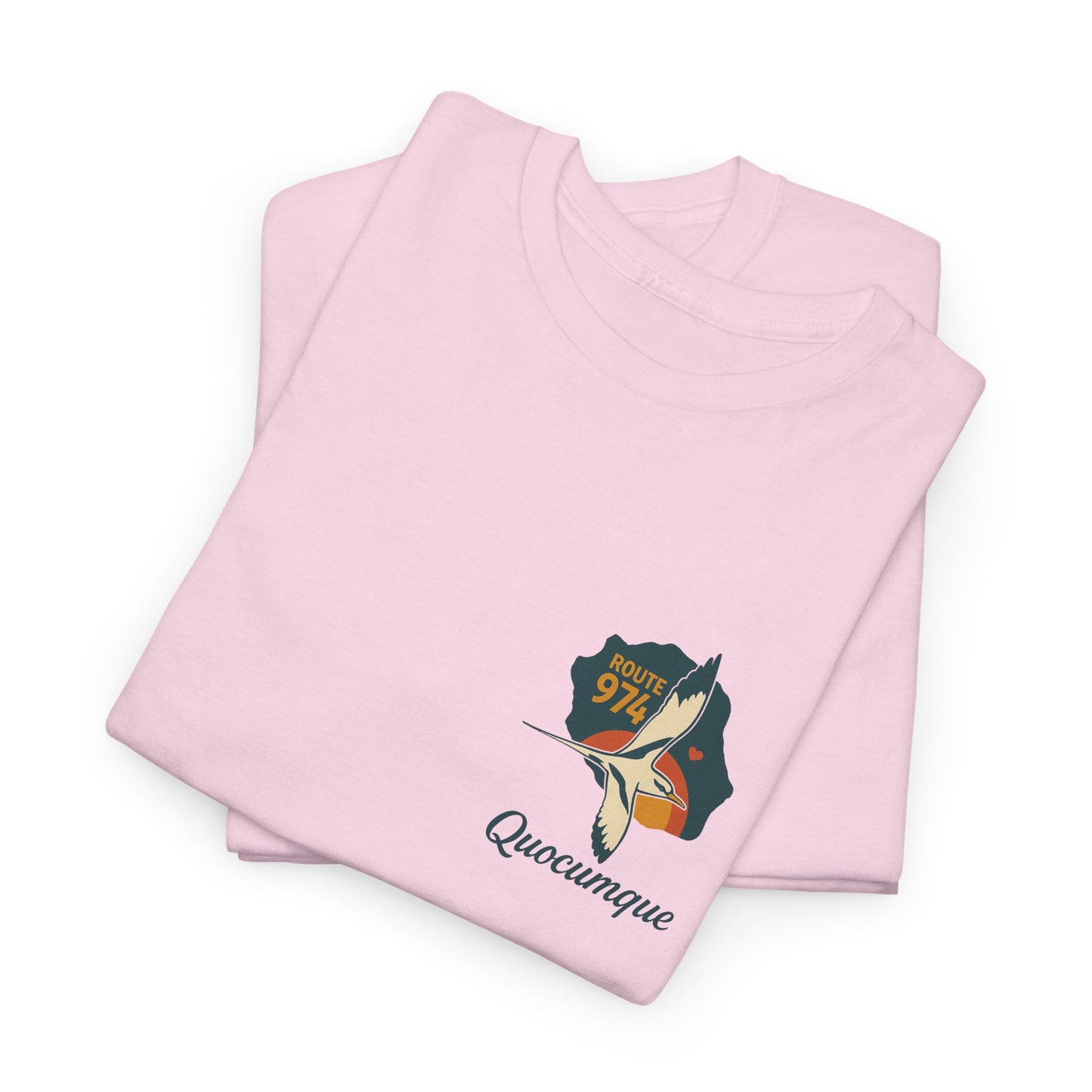 T-shirt "Route 974", Destination île de La Réunion, Confort Coton, Sobre, Elégant, Souvenir Unique, Cadeau, Unisexe, Esprit Voyageur