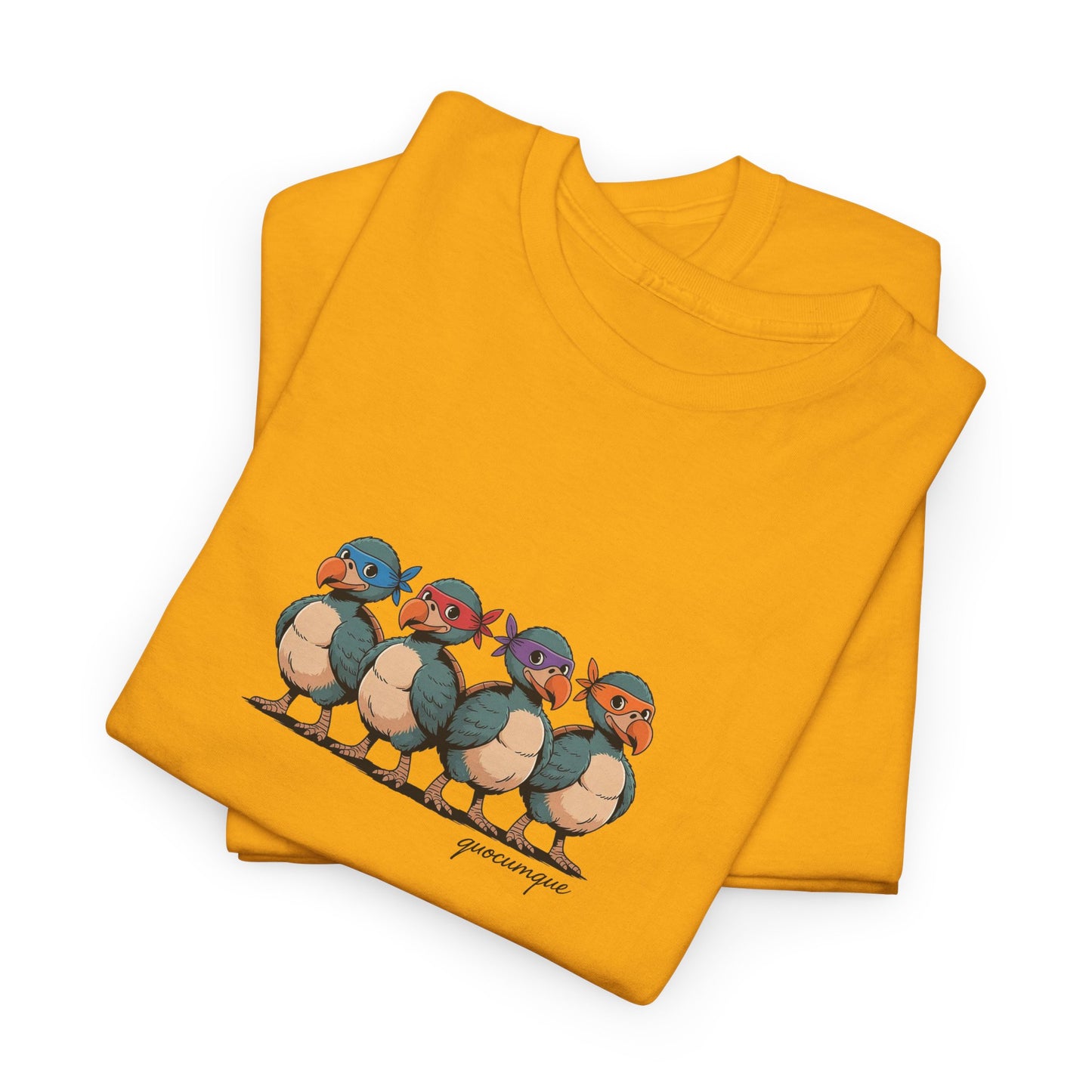 T-shirt Quocumque, " Dodos Ninjas ", Île de La Réunion, Confort Coton, Elégant, Souvenir Unique, Cadeau, Unisexe, Esprit Voyageur, Créole, Bourbon