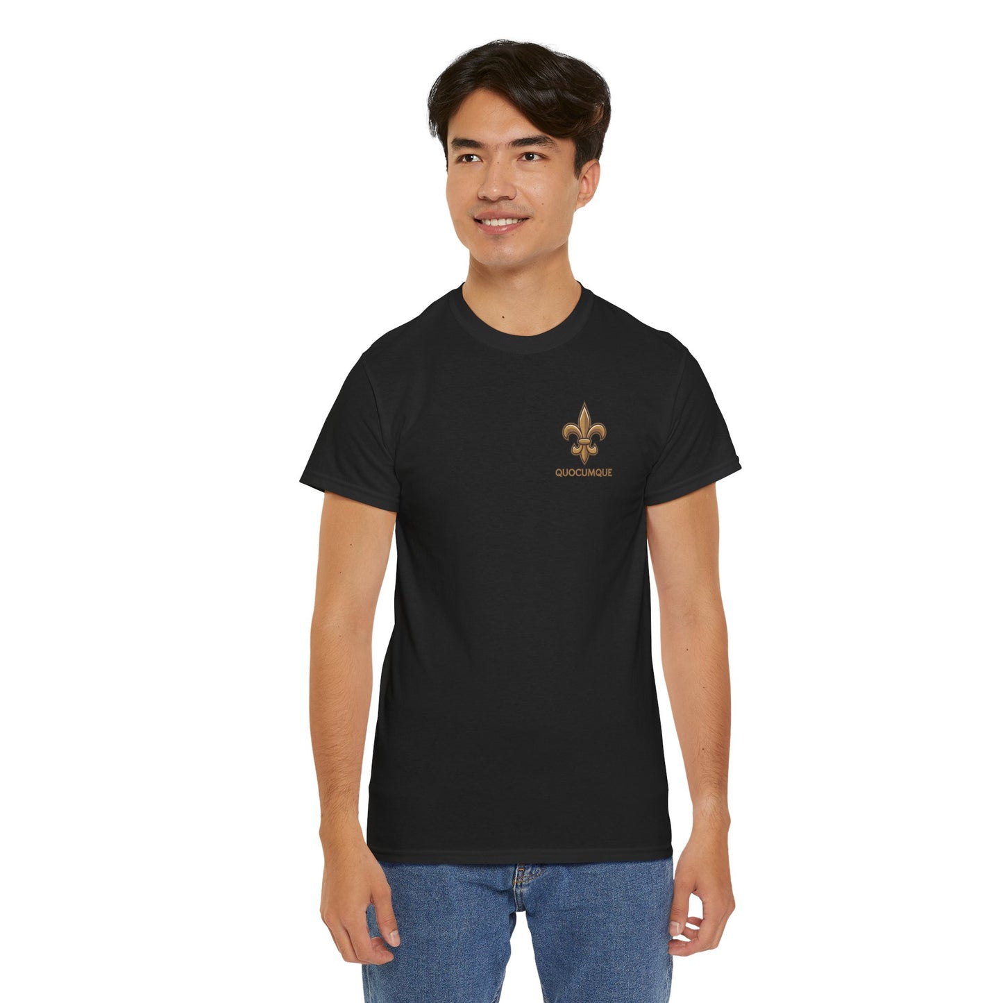 T-Shirt Quocumque, "Fleur de Lys" , Elégant, Homme, Femme, Adulte, Sobre, Confort Coton, Usage Quotidien, Unisexe, Vêtement Royal, Toute Saison, Plage, Ville