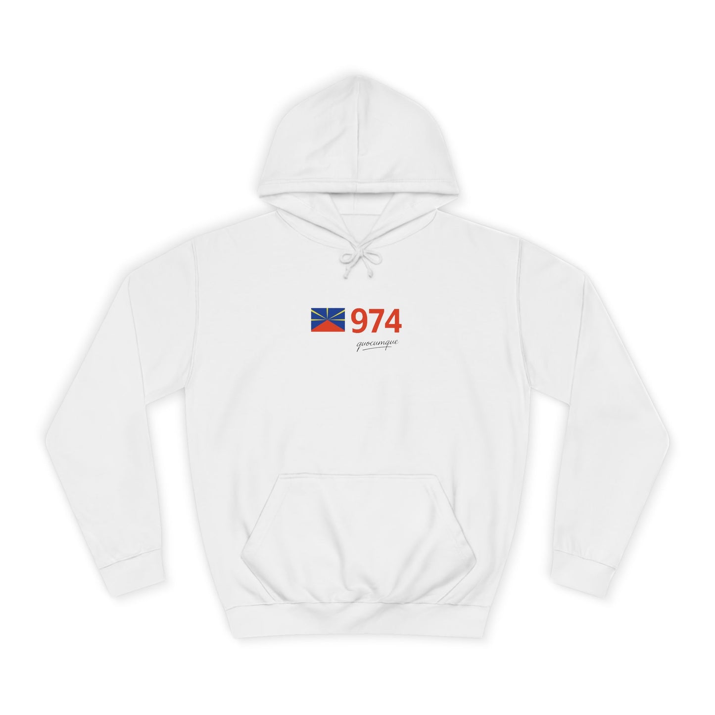 Sweat à Capuche "974 drapeau" pour Adulte, Hoodie, Unisexe, Élégance, Sobriété, Homme, Femme, Indicatif Réunion, Drapeau Local