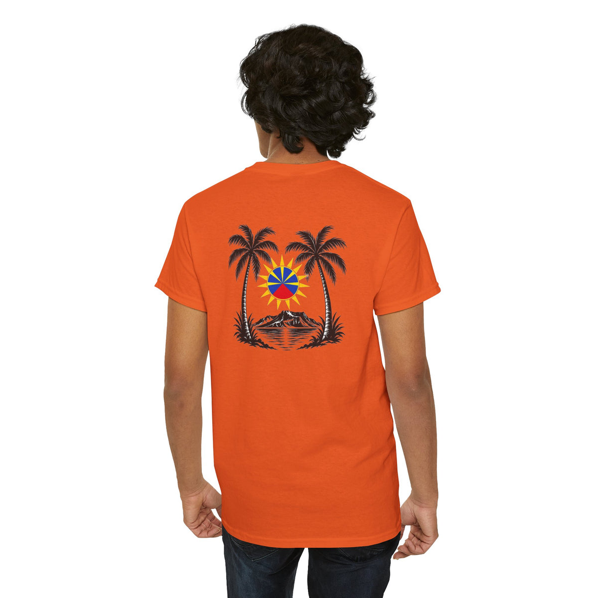 T-shirt " Palmiers", Destination Île de La Réunion, Confort Coton, Sobre, Elégant, Souvenir Unique, Vêtement Adulte, Unisexe, Esprit Voyageur