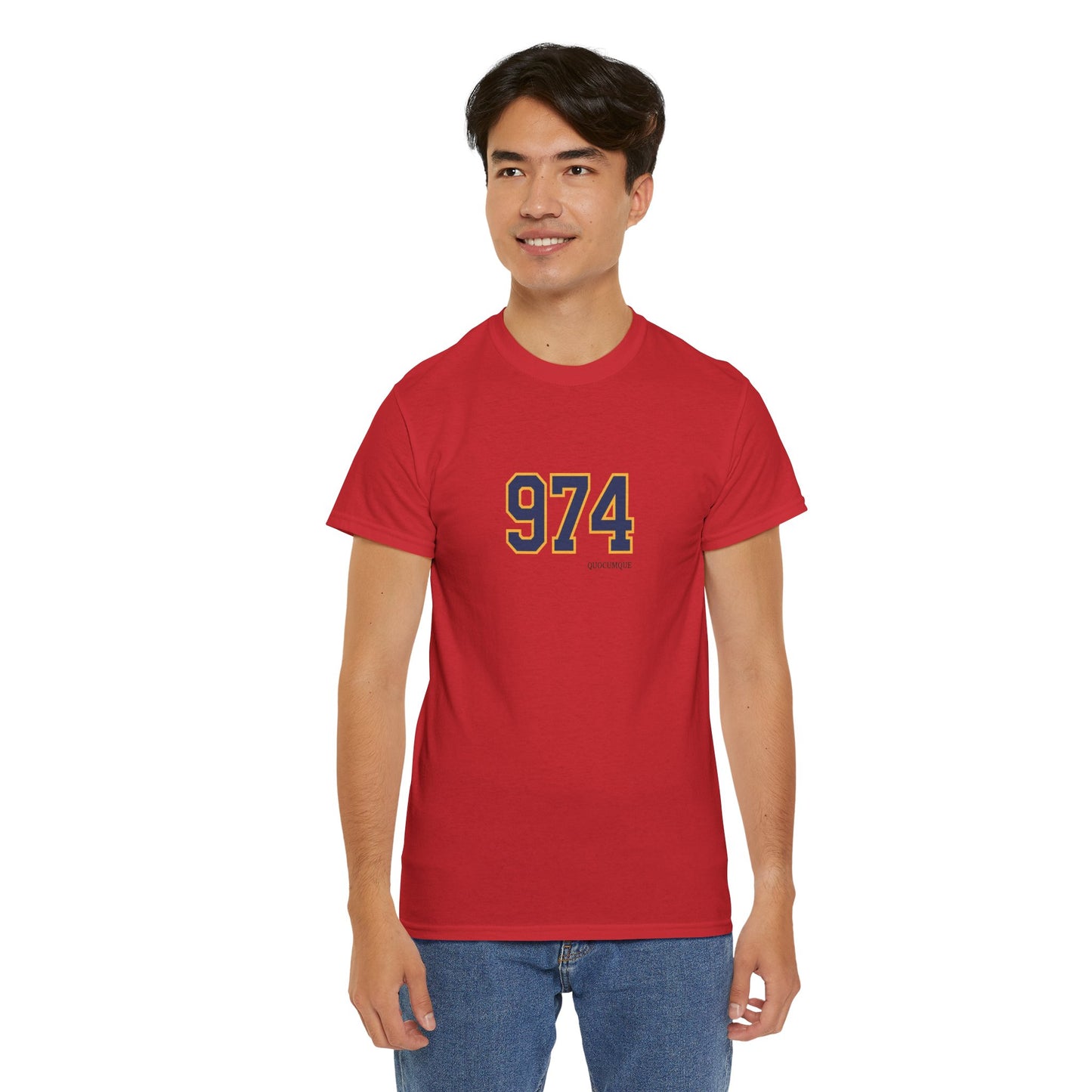 T-shirt " 974 ", Destination Île de La Réunion, Confort Coton, Sobre, Elégant, Souvenir Unique, Vêtement Adulte, Unisexe, Esprit Voyageur