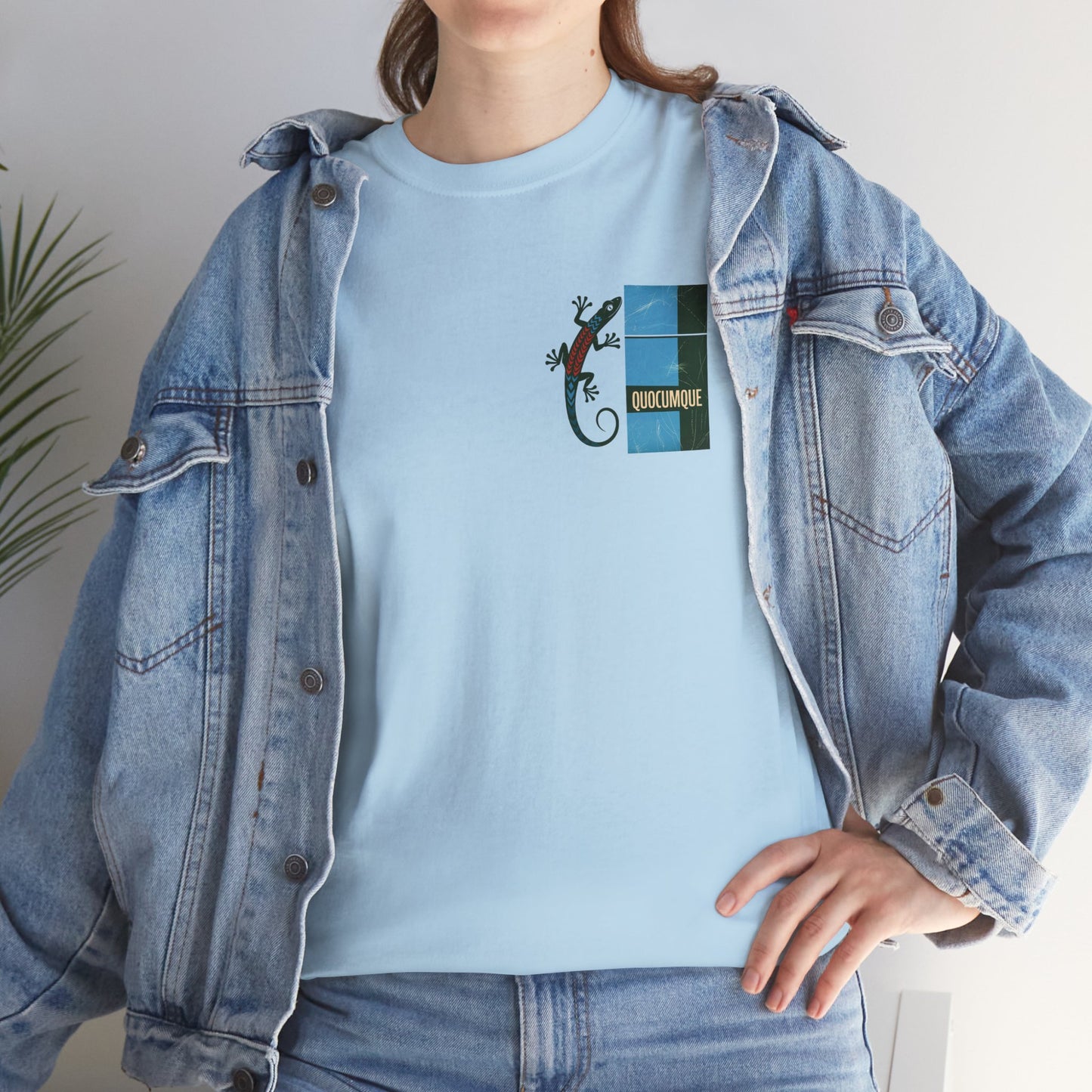 T-shirt Quocumque, "Margouillat", Stylisé, Discret, Île de La Réunion, Confort Coton, Elégant, Souvenir Unique, Cadeau, Unisexe, Esprit Voyageur, Créole, Bourbon