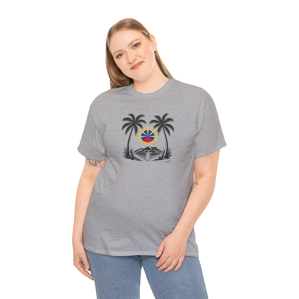 T-shirt Quocumque, "Palmiers", Île de La Réunion, Confort Coton, Elégant, Souvenir Unique, Cadeau, Unisexe, Esprit Voyageur, Créole, Bourbon