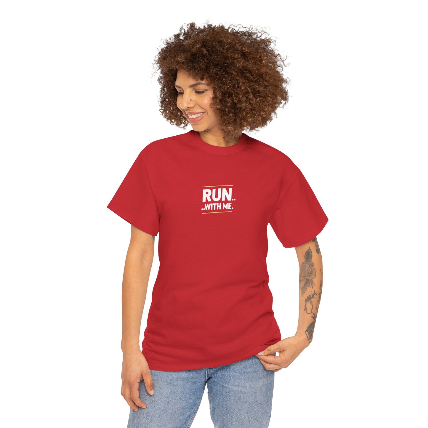 T-shirt Quocumque "RUN With Me", Île de La Réunion, Sobre, Elégant, Souvenir Unique, Cadeau, Unisexe, Esprit Voyageur, Adulte, sportif