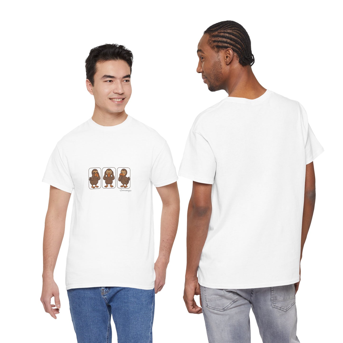 T-shirt Quocumque, "3 Dodos de la Sagesse", Confort, Souvenir Unique, Cadeau, Unisexe, Délicatesse, Homme, Femme, Adulte, Sportif, Liberté, Détente