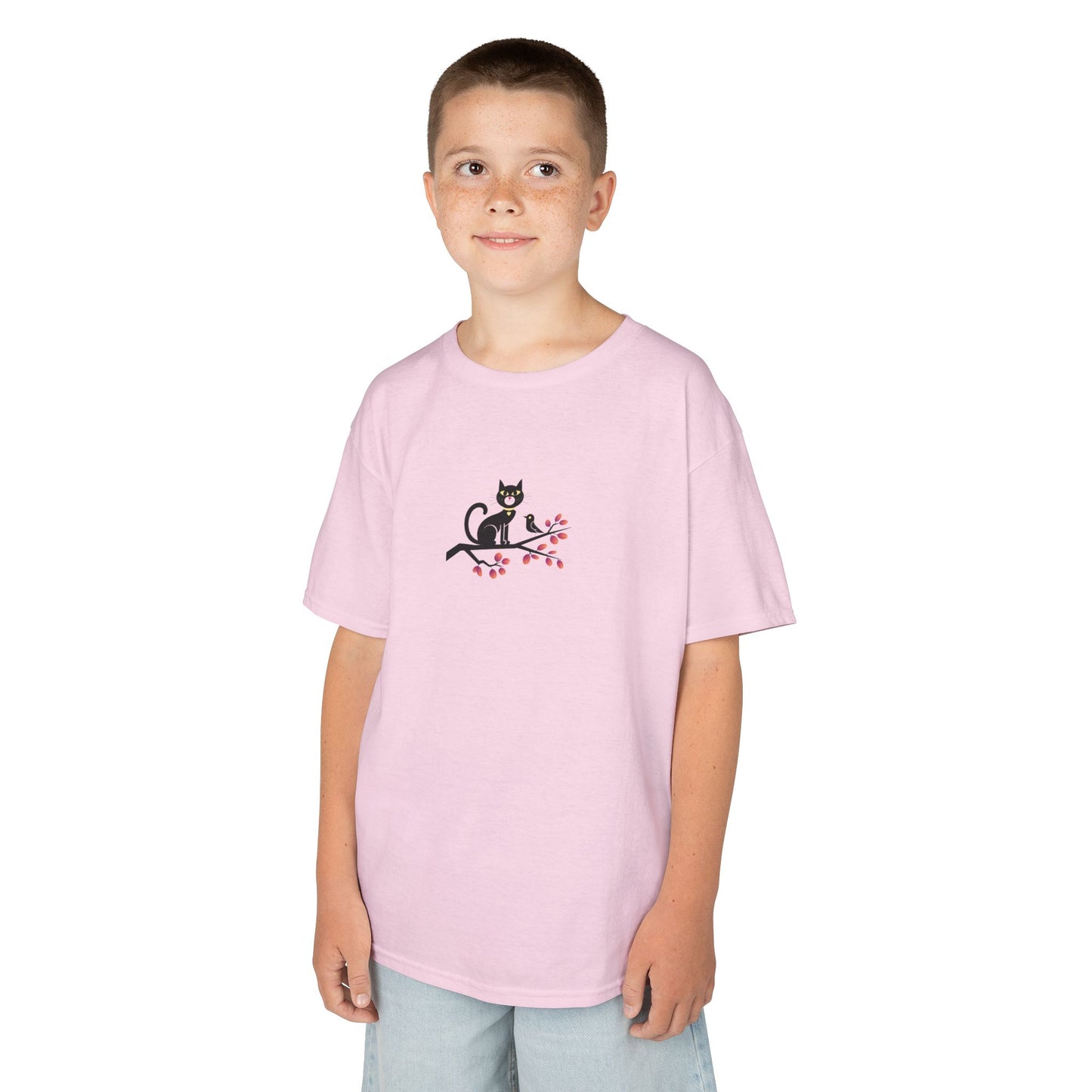 T-shirt Quocumque "Chat Oiseau", Douceur Coton, Pour les enfants de 5-6 ans( Taille XS), Pour les 7-8 ans( taille S), Pour les 9-10 ans( taille M), Pour les 11-12 ans( taille L), Pour les 13-14 ans( taille XL)